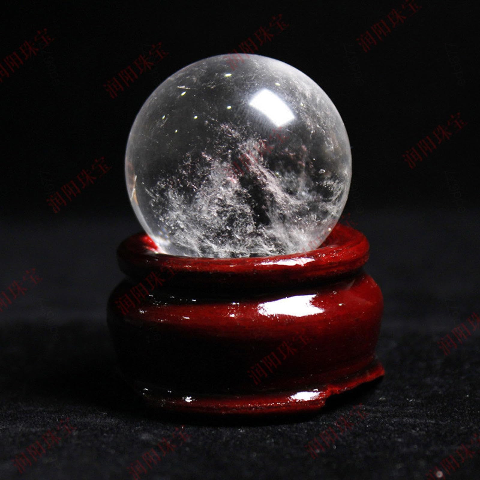 SHFTQXSLAT Clear Crystal Ball with Stand - Real Quartz Sphere for Decoration Crystals Decor,20mm