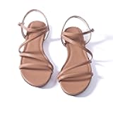 Mtzyoa Women Flat Sandals Dressy Strappy Gladiator Summer Ankle Strap Nude Open Toe Comfortable Wedding Casual Leather Ladies Party Trendy Vacation