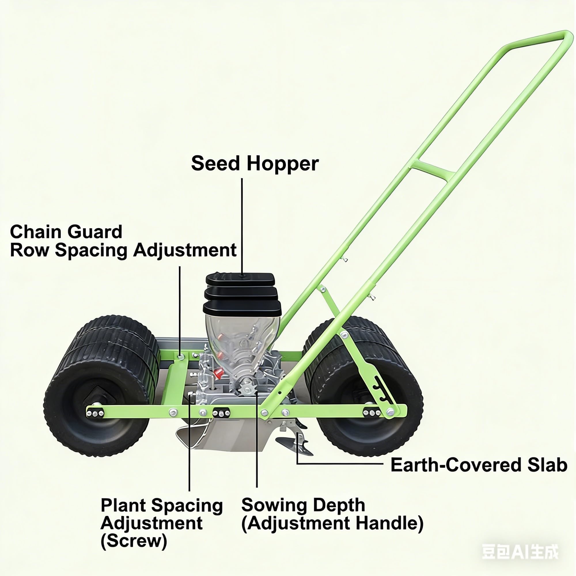 Sembradora de precisión para hortalizas, sembradora Manual de Empuje para jardín, máquina de siembra Manual Ajustable para sembrar una Variedad de Semillas de jardín.(4-Wheel)