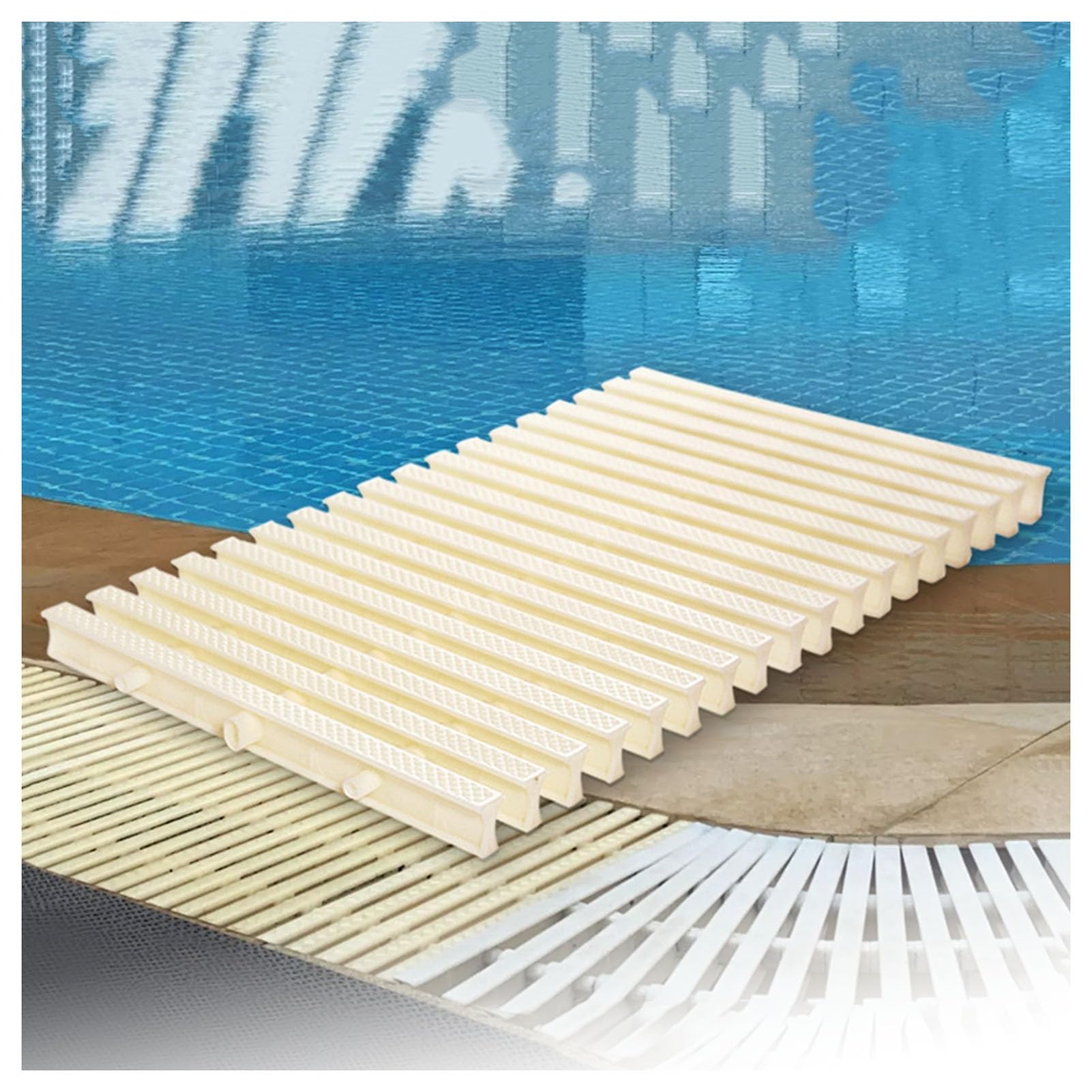 Grille de trop-plein de piscine extérieure pour caniveau de terrasse ajustable