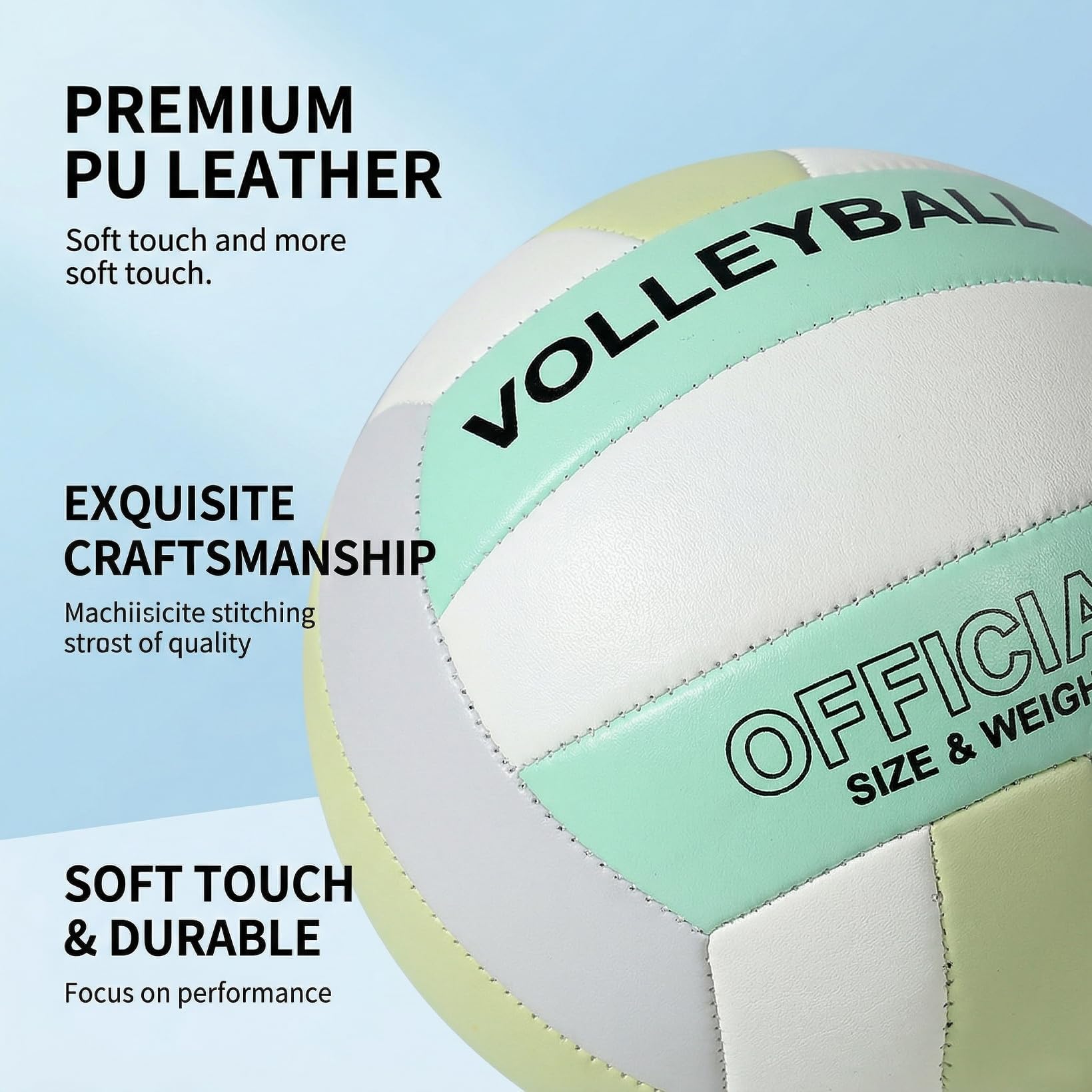 Volleyball Ballon Volley, Ballon De Volley, Toucher Doux, Douleur Minime, avec Pompe, Aiguille Et Sac en Filet.