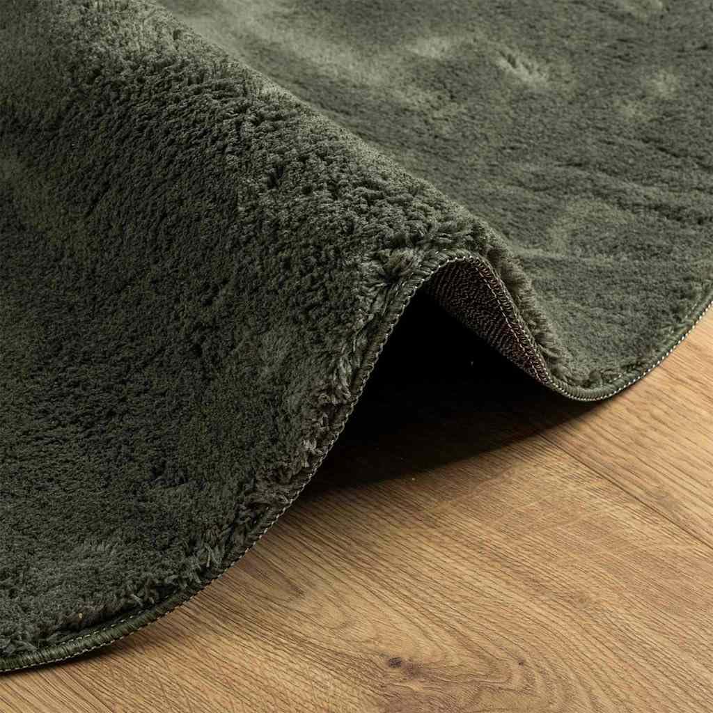 HUARTE Tapis ovale vert forêt 140 x 200 cm – Tapis de salon moderne en polyester – Tapis de couloir antidérapant pliable et lavable – Tapis à poils courts doux pour l'intérieur