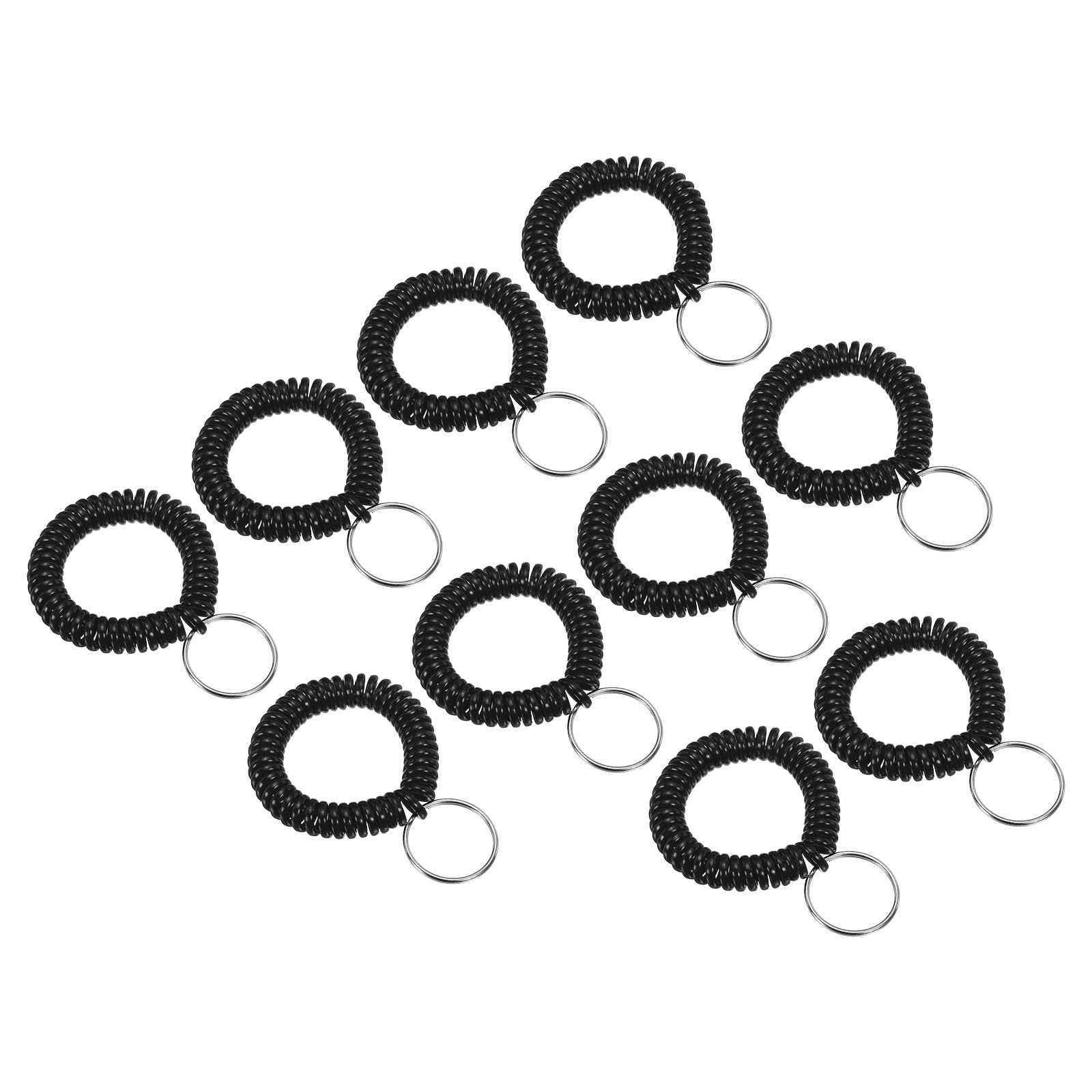 PATIKIL Spiral Wrist Coil Keychain, 10 Pack Plastic Stretchable Wristband Wristlet Key Ring Holder for Outdoor Sport Gym Pool Sauna Red
