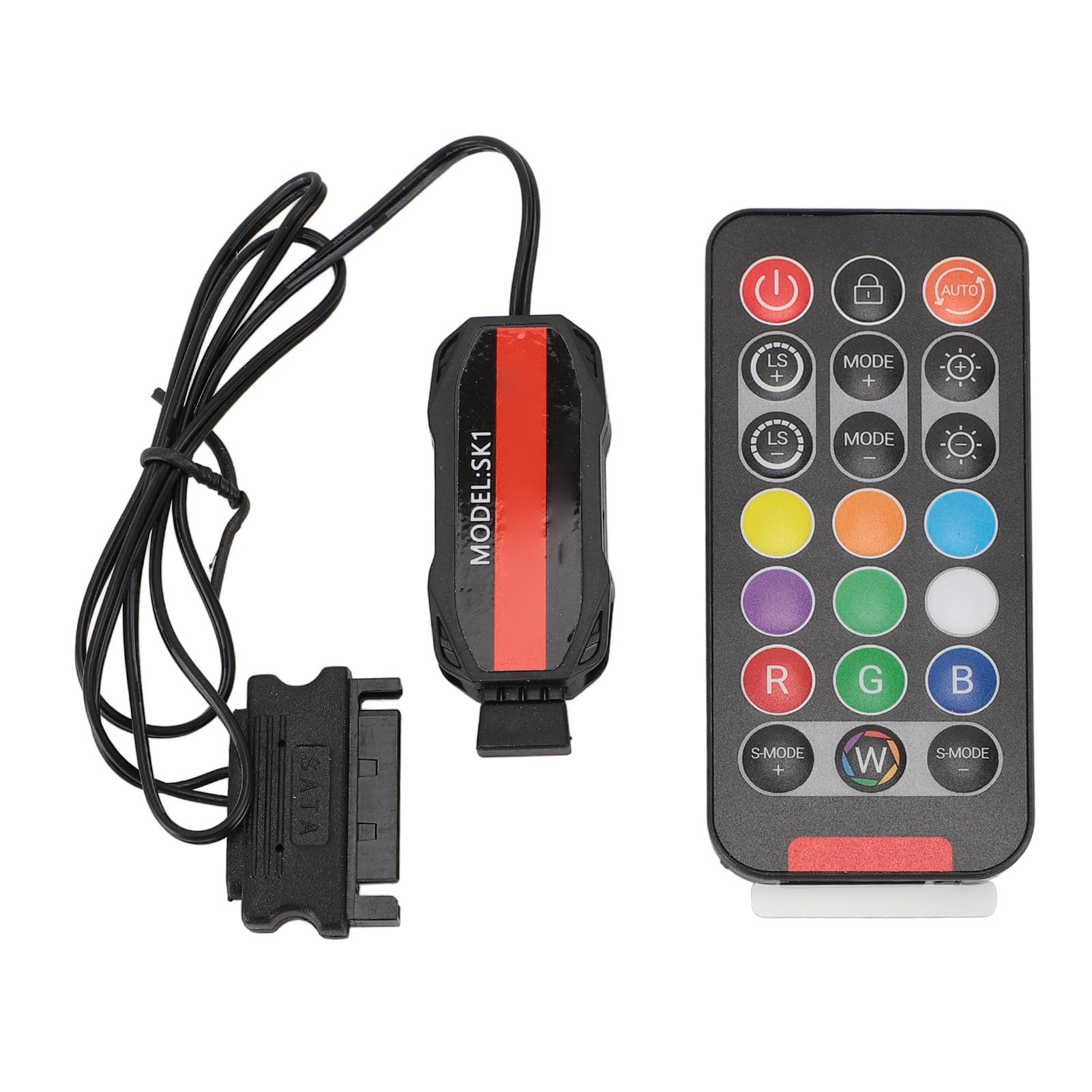 Kontroler Wentylatora Serial ATA Power RGB, Zestaw Kontrolera Wentylatora ARGB PC, 21 Klawiszy do 3-pinowej Taśmy LED LED 5 V, Pilot, Drut Miedziany, Chowana Konstrukcja,
