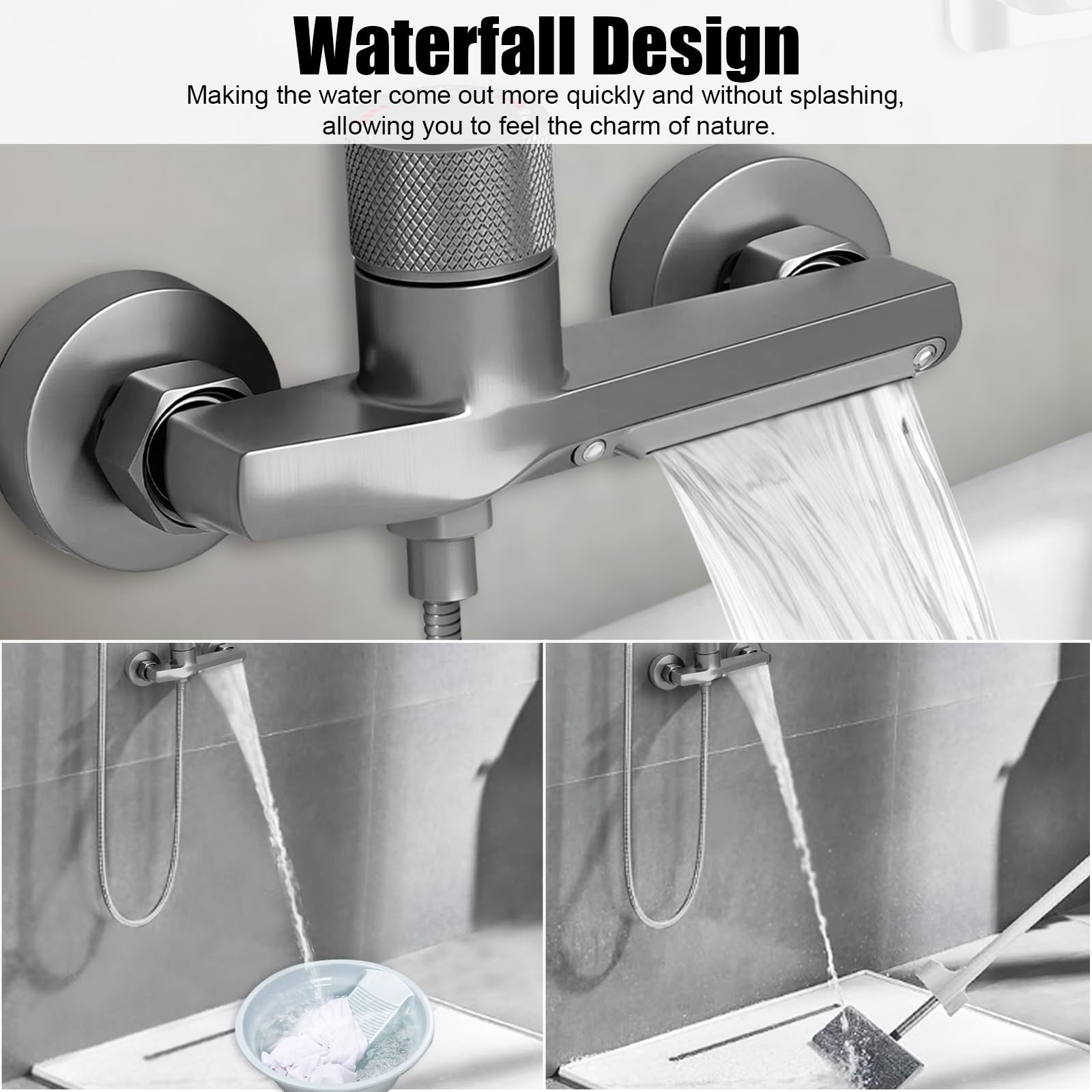 Grifos Ducha, Grifo Ducha Termostatico grifo mezclador para bañera, mezclador monomando para baño, Latón Puro de 2 Salidas, Grifo Monomando Ducha Baño de Pared Grifería de Bañera de Pared