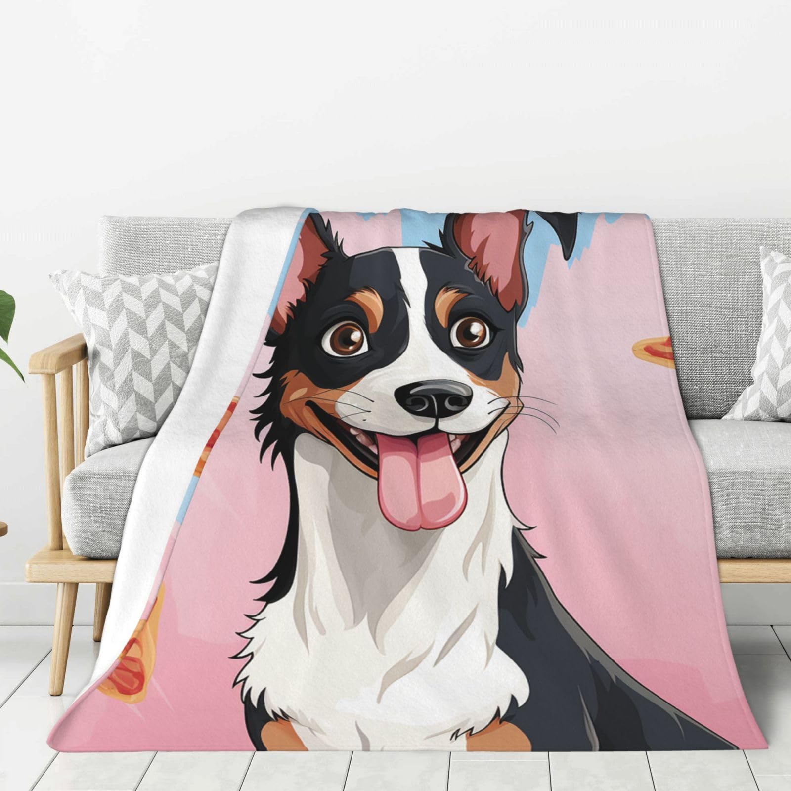 Rat Terrier Dog Throw Blanket Plush Flannel Fleece Blanket, Soft Lightweight Cozy Blankets 50"X40" for Bed Couch Sofa Travel