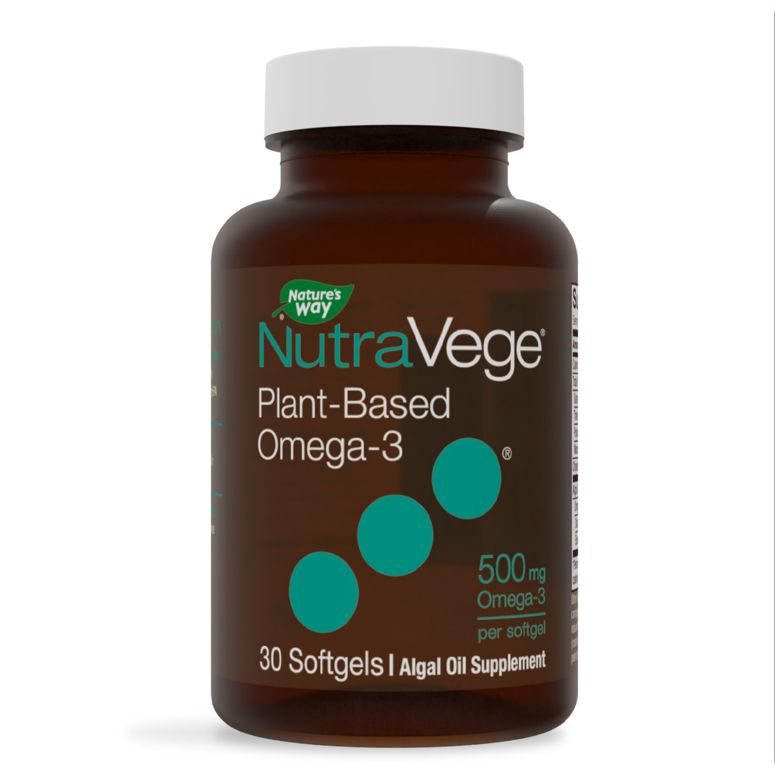 Nature's Way NutraVege Plant Based Omega-3, Heart Health and Eye and Brain Function*, 30 Vegan Softgels