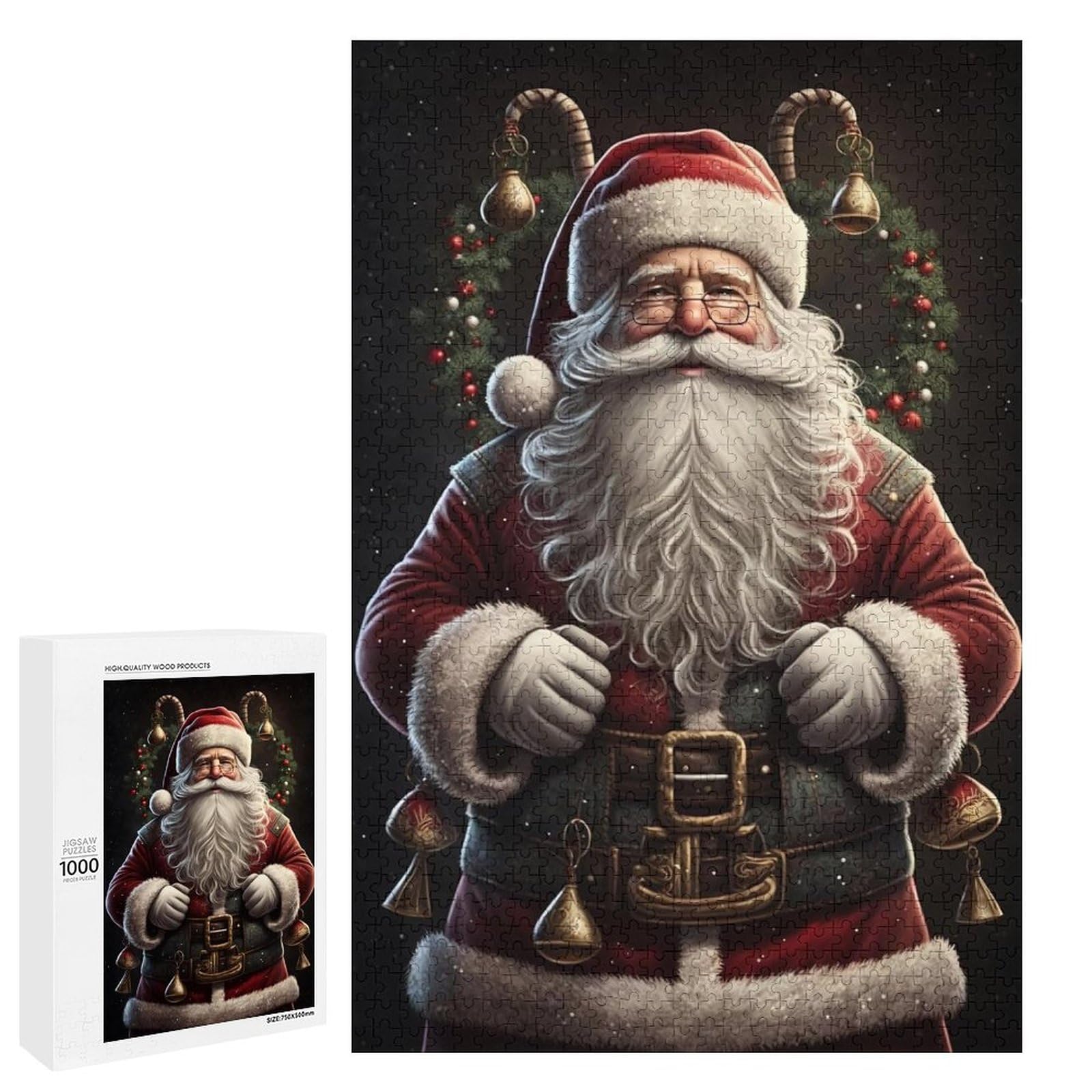 Jigsaw Puzzles 1000 Pieces for Adults, Smiling Santa Claus Puzzle, Fun Oil Painting Smiling Santa Claus Puzzles for Education & Relaxation, Brain IQ Developing, Funny Woodiness Puzzles for Christmas