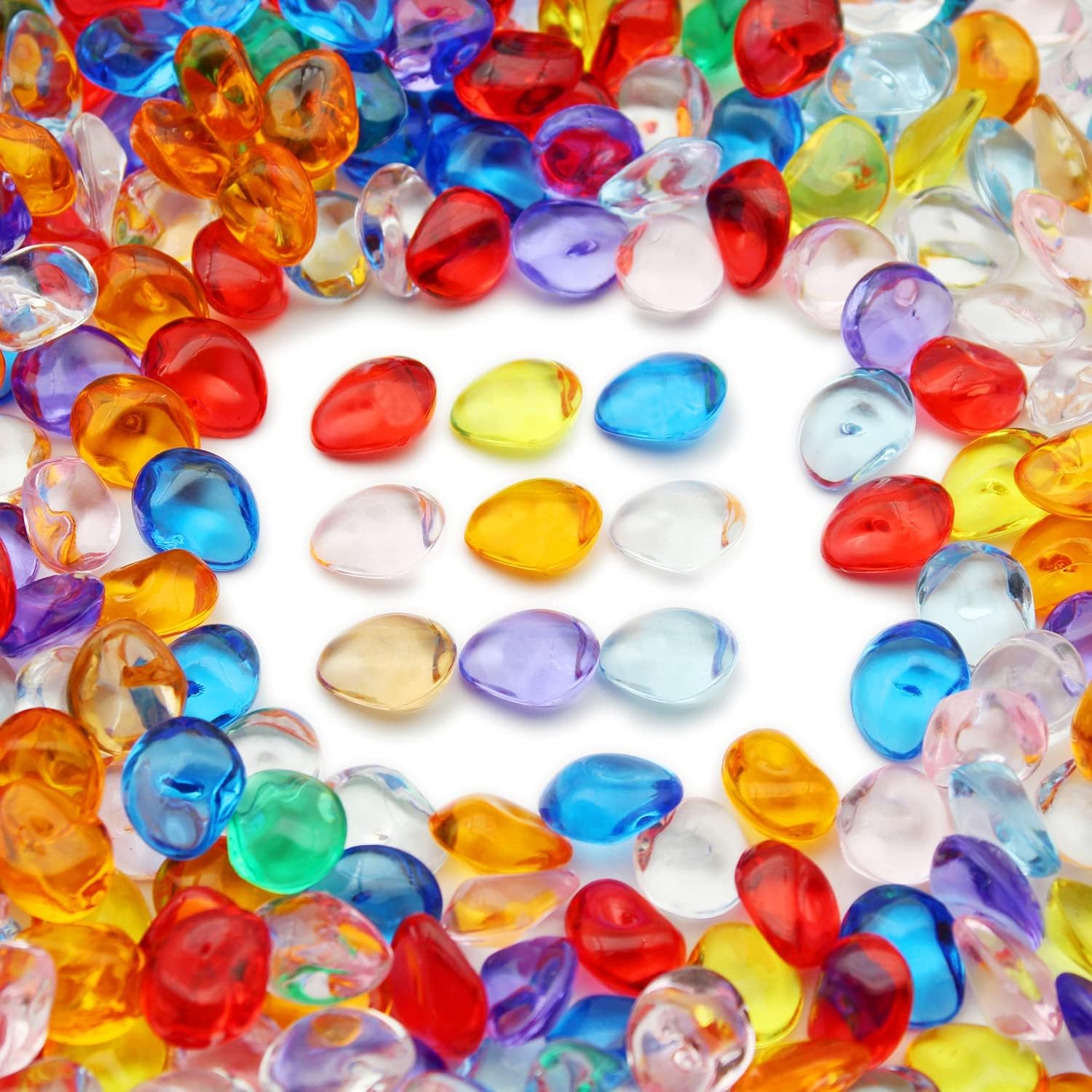 PMLAND 370 PCs 16mm Clear Acrylic Stones Table Scattering Wedding Bridal Baby Shower Party Decorations Vase Fillers, Cute Irregular Rocks Almond Shape - Assorted