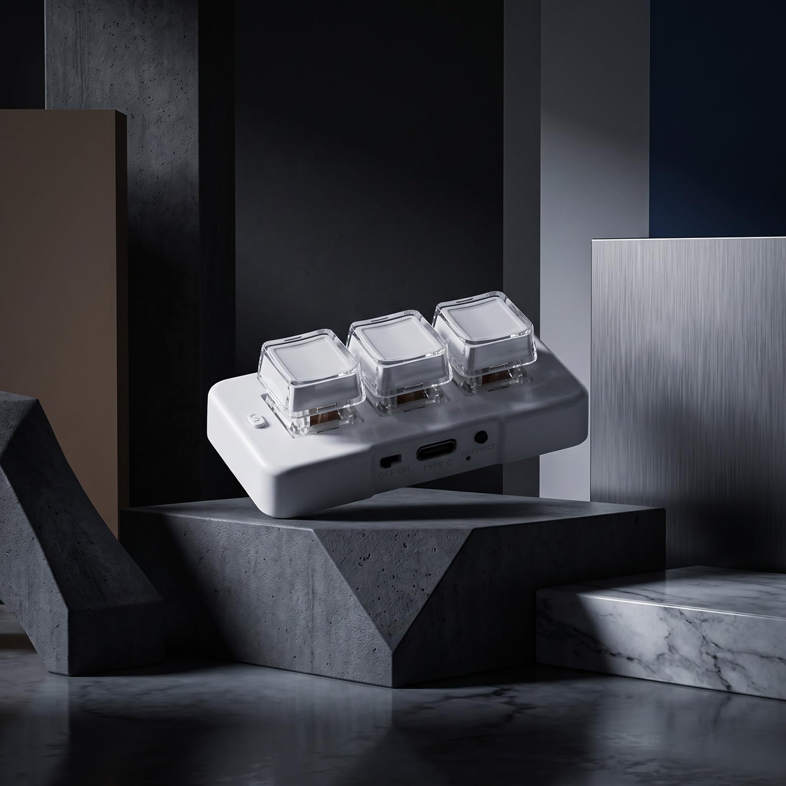 Dpofirs Tastierino Bluetooth a 3 Tasti con Opzioni Cordless e Cablate per un Utilizzo Efficiente del Computer, Struttura Meccanica, Dimensioni Compatte (WHITE)