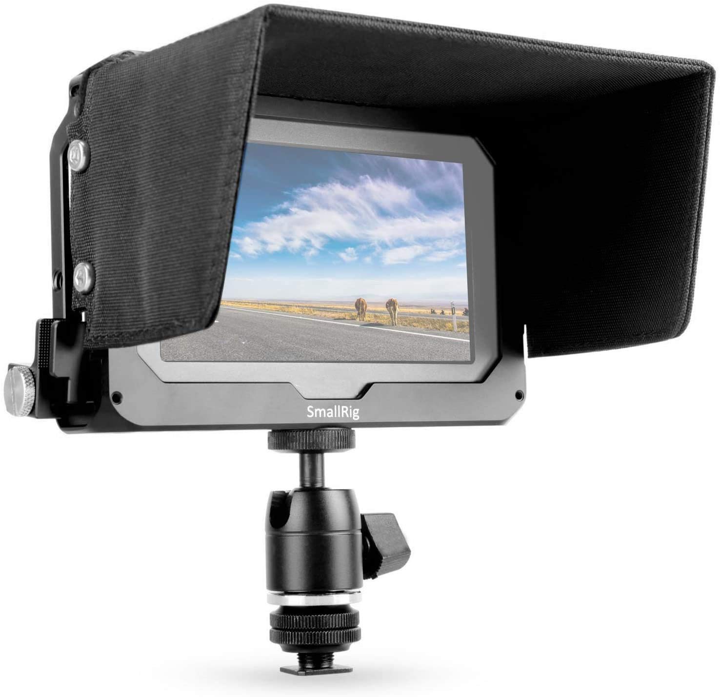 SMALLRIG Director Monitor Cage Accessory Kit for Blackmagic Design Video Assist 5 inches Monitor with HDMI Clamp, Sunhood, Ballhead and Cold Shoe Adapter - 1981