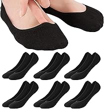 Women's Ballerina Socks, 6 Pairs, Breathable Invisible Trainer Socks, No Show Non-Slip Ankle Socks with Silicone Pad, Cotton, Short, 35-38, 39-42