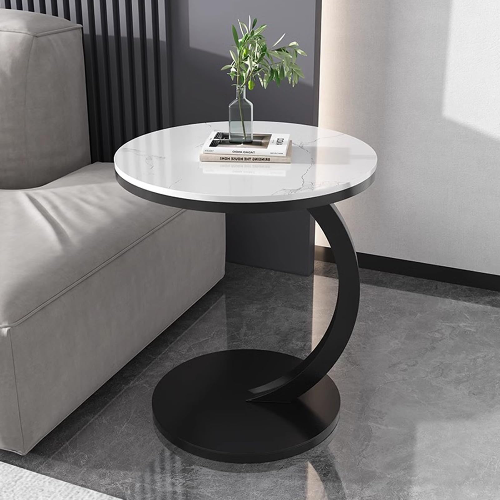 Treeisland Tavolino Rotondo Intrecciato Con Vassoio Rimovibile – Design Retrò In Ferro E PP, Per Soggiorno E Camera Da Letto