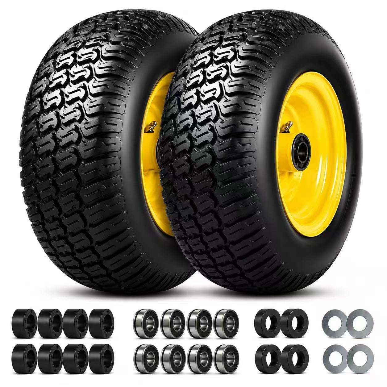 Neumáticos para cortacésped de 11 x 4.0 a 5 pulgadas, neumáticos planos de 11 x 4-5 pulgadas y rueda, neumáticos delanteros de giro cero, con rodamientos de 3/4 pulgadas, 5/8 pulgadas y 1/2 pulgadas,