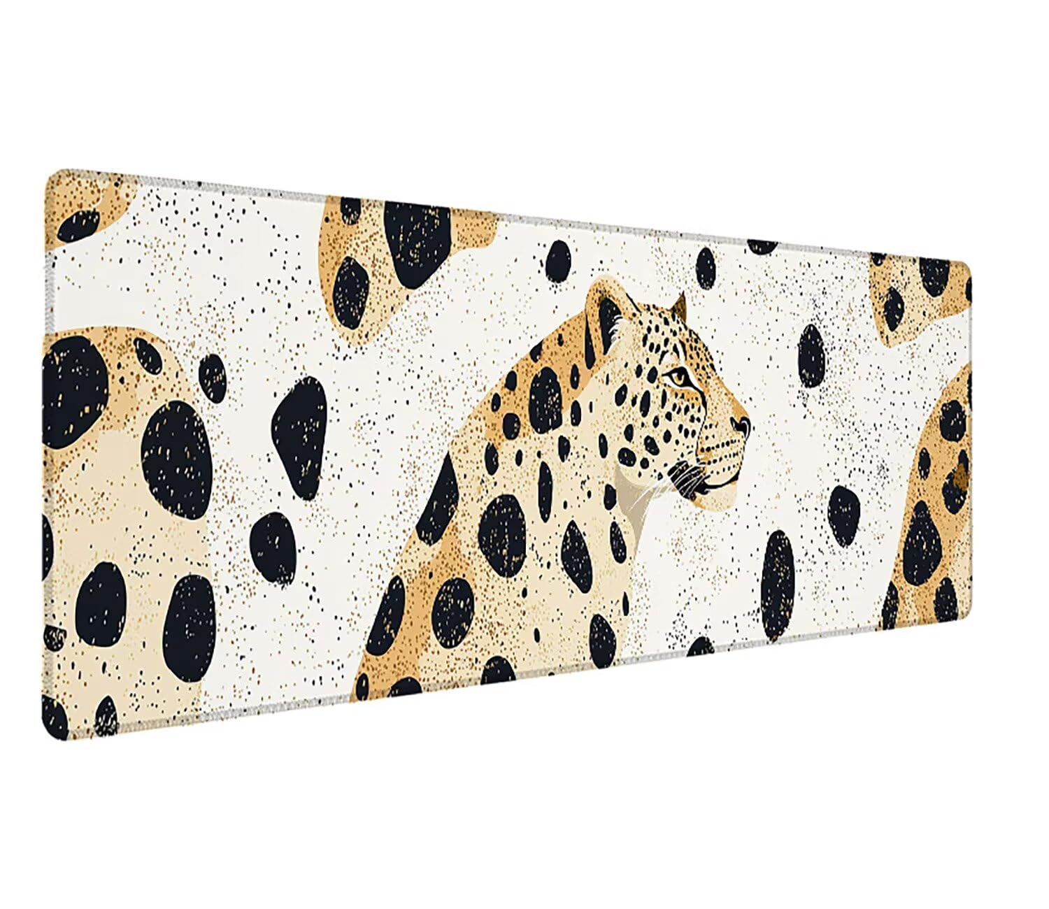 Podkładka pod mysz do gier XXL z nadrukiem w panterkę, podkładka pod mysz XXL - 1400 x 600 x 3 mm - podkładka pod mysz matowa, bardzo duża podkładka pod biurko dla graczy, antypoślizgowa podstawa, dla