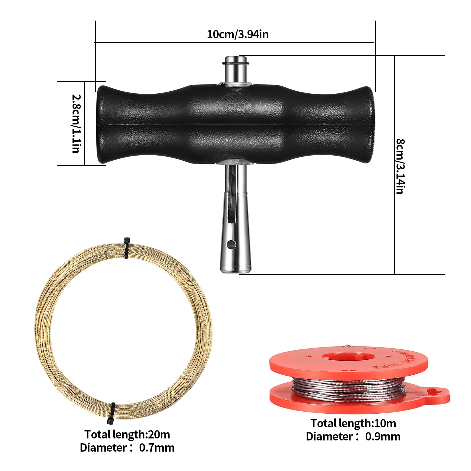 SHACHENH Kit da 5 Strumenti di Rimozione Parabrezza: 2 Manici per Filo di Taglio, 3 Rotoli di Filo, Set di Strumenti per Rimozione Parabrezza Auto, Strumenti di Rimozione Vetri Auto