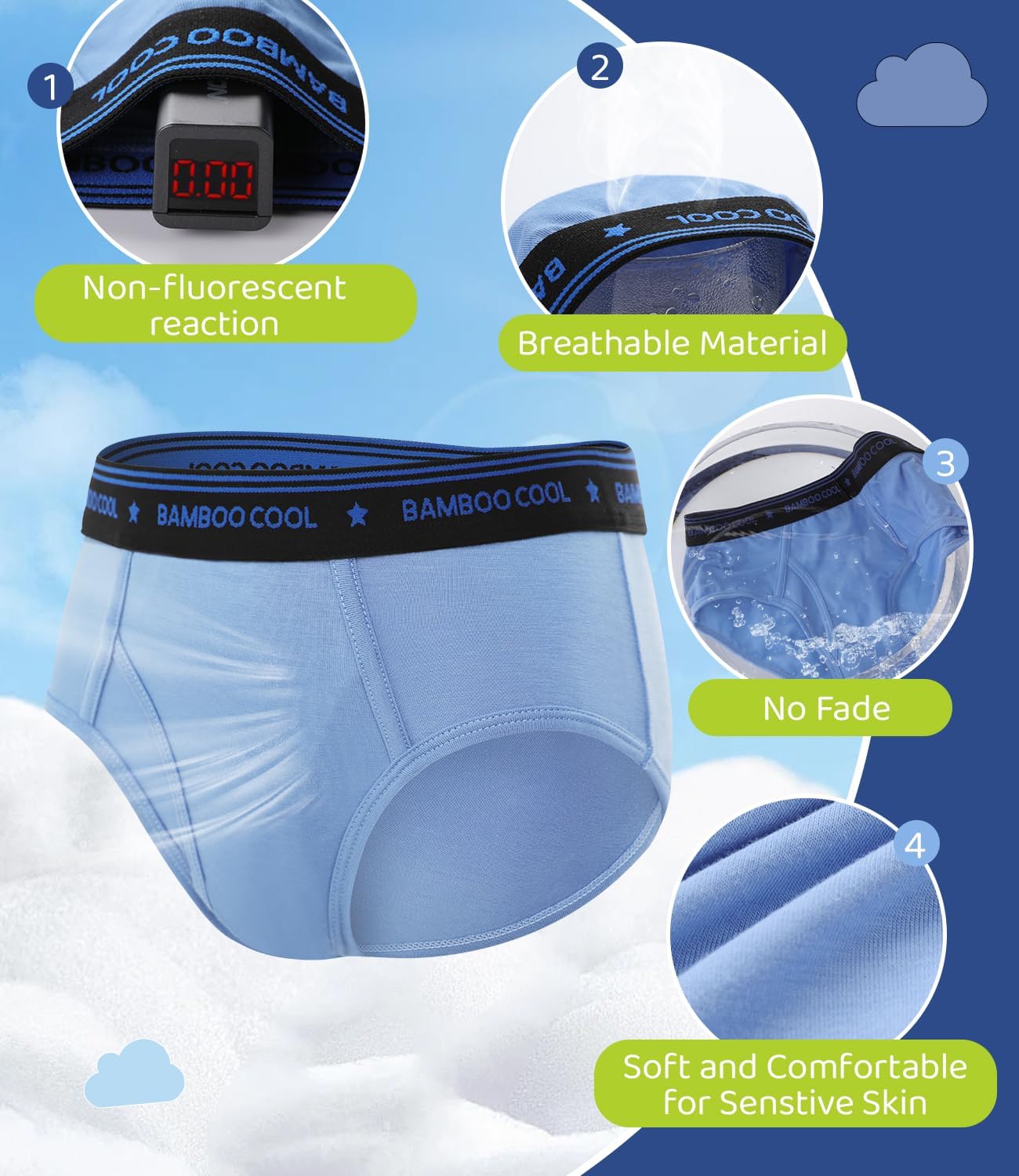 BAMBOO COOL Boys Briefs Underwear 2-18 Years Tag-Free Breathable Moisture-Wicking Bamboo Underwear 6 Pack - Image 3