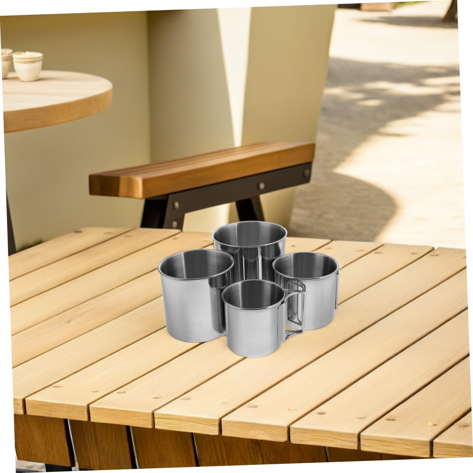 KOMBIUDA 4 Stück Edelstahl Becher Outdoor Faltbare Campingbecher aus Edelstahl Tragbar und Leicht für Camping Reisen und Grillen