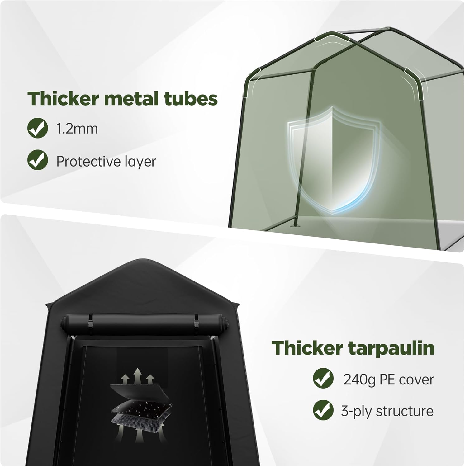 Real Relax Portable Storage Shed 6x8ft, Heavy Duty Outdoor Carport Canopy with Rolled up Zipper Door for Bikes, Motorcycles, Outdoor Tools - Image 4