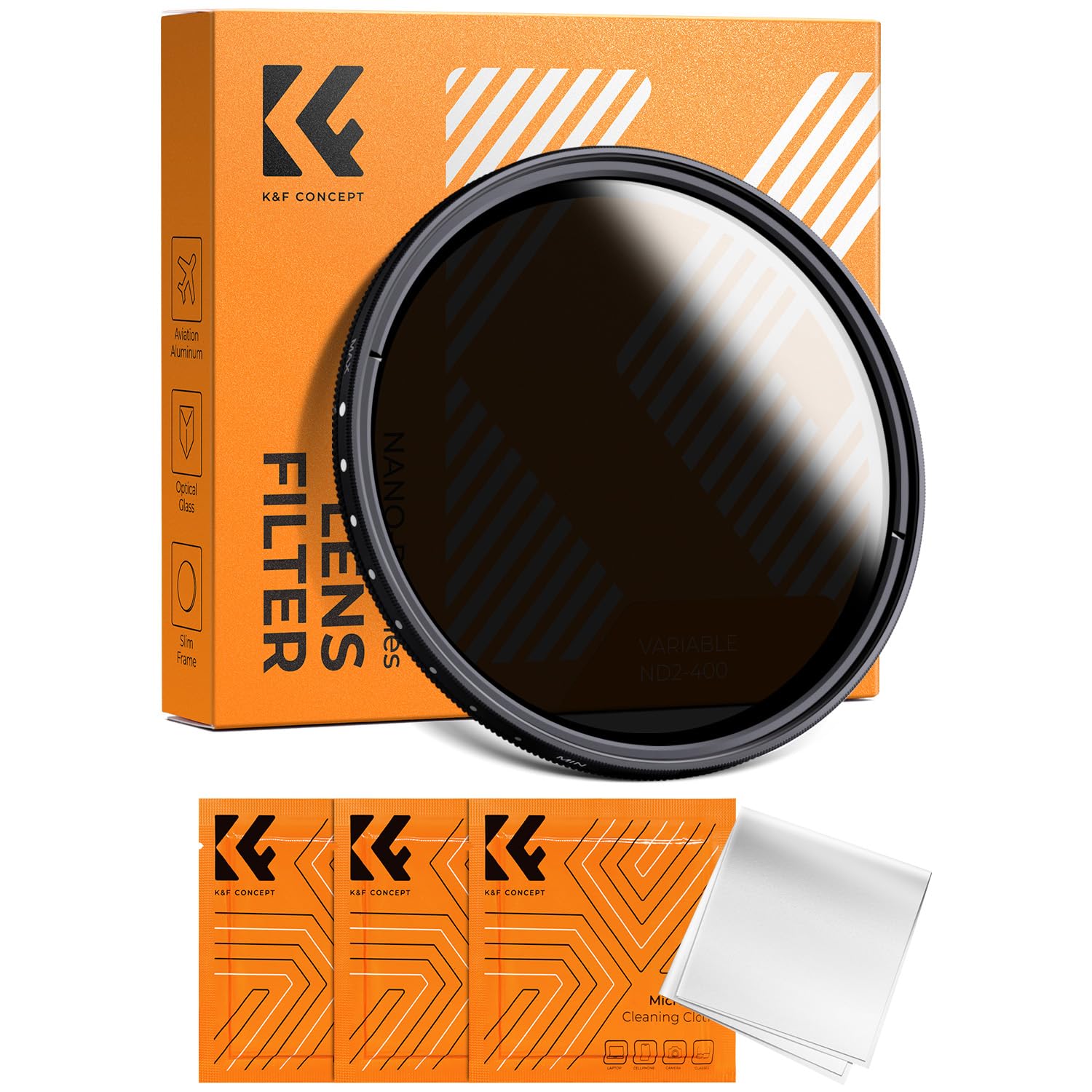 K&F CONCEPT40.5mm Neutral Density Filter, 40.5mm Slim Variable Fader ND Filter Adjustable ND2 to ND400 Filter + Cleaning Cloth