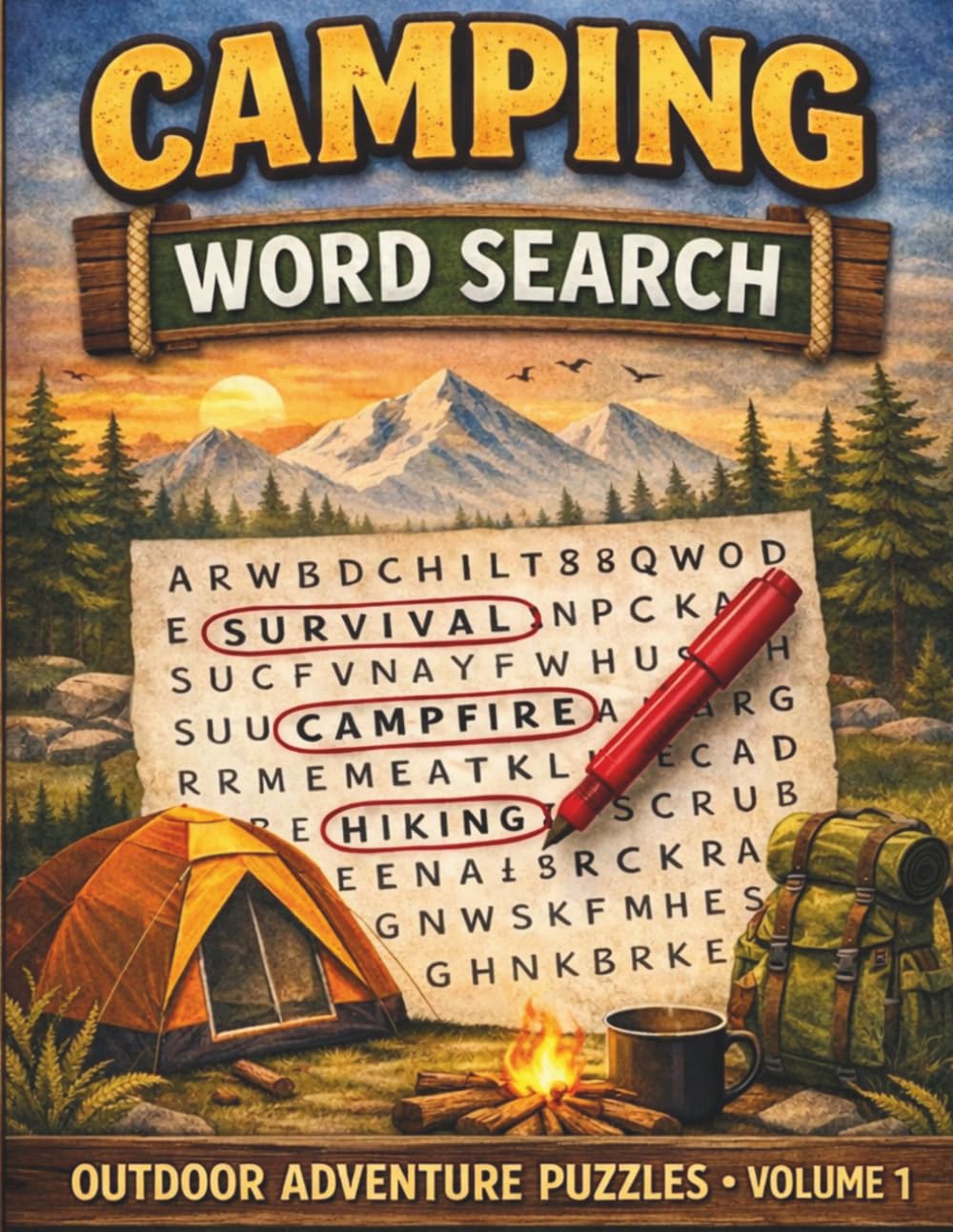 Camping Word Search: 100 Outdoor Adventure Puzzles for Adults & Teens