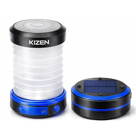 Kizen Outdoor Solar Lantern - Solar or Plug Rechargeable Lantern