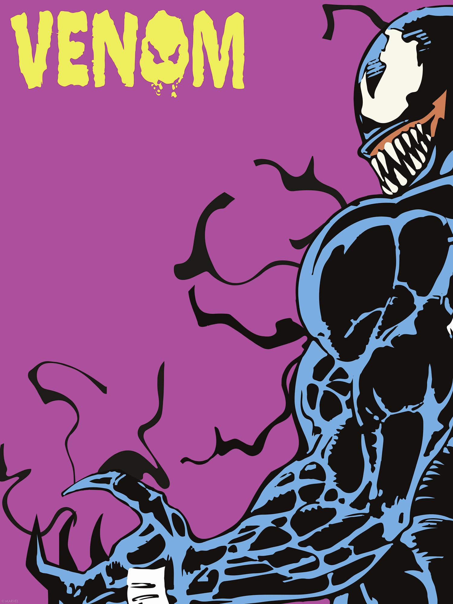 Komar Wall Picture Marvel Venom Colourful Star, Size 30 x 40 cm, Children's Room Wall Decoration