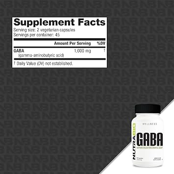 NutraBio 100% Pure GABA Supplement (Gamma-Aminobutyric Acid), 500mg - May Help with Healthy Sleep and Relaxation, 90 Capsules