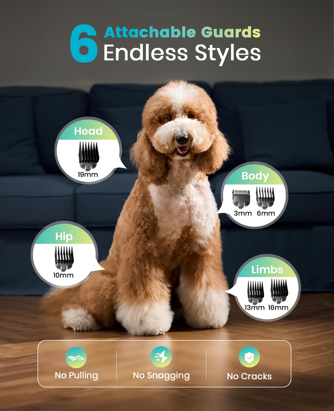 oneisall Dog Clippers for Grooming Thick Hair,Low Noise Dogs Grooming Kit with Detachable Stainless Steel Blade,Dog Shaver for Thick/Matted/Knotted/Fine/Wave/Curly Hair,PC18 - image 6