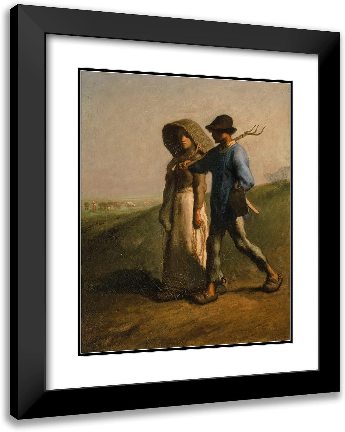 ArtDirect Jean-François Millet 20x24 Black Modern Frame and Double Matted Museum Art Print Titled - Going to Work (1851-1853)