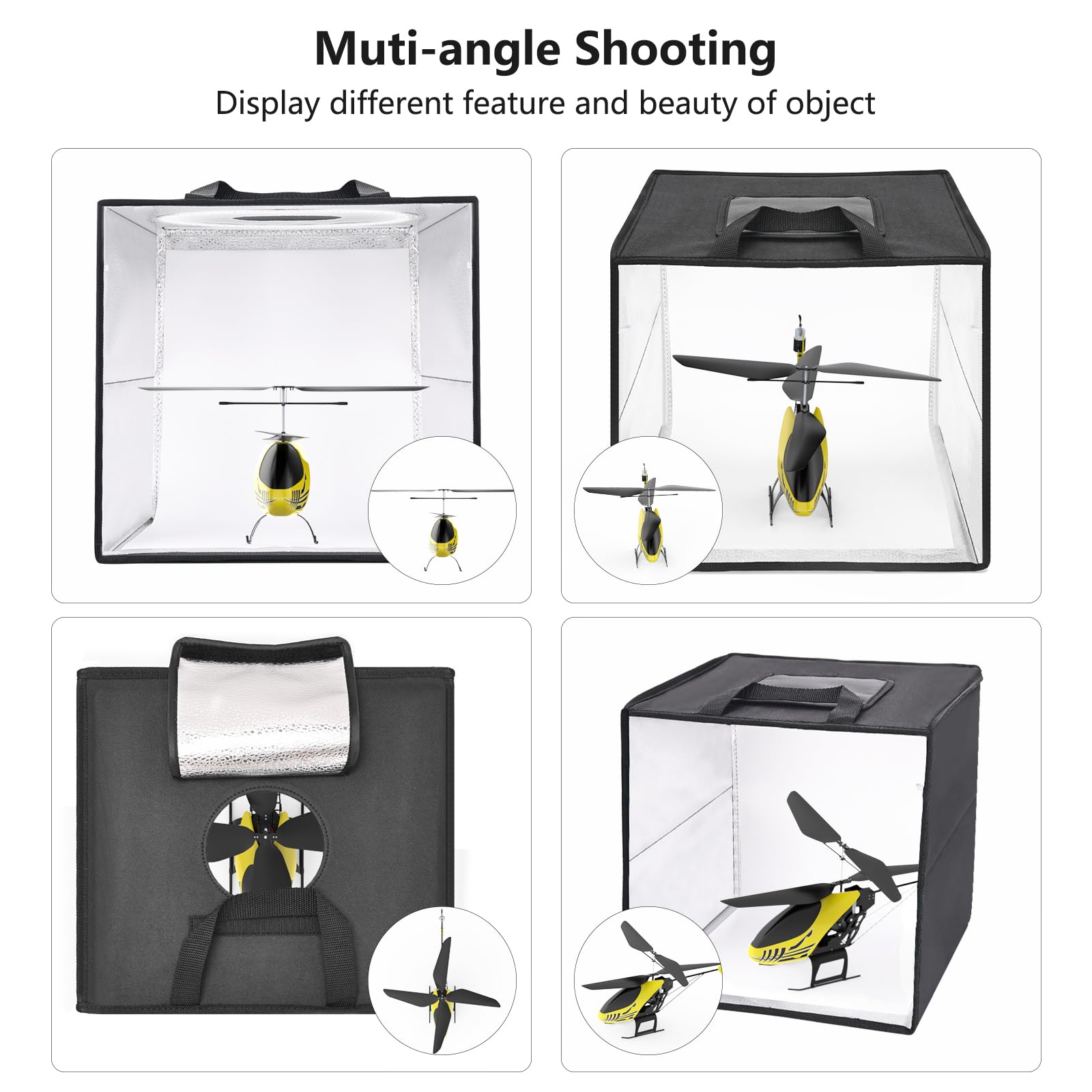 LUXCEO Portable Studio Light Box 40x40x40 cm,Set Studio Fotografico Portatile con 120 LED Luci Regolabili, CRI > 95 Con 6 colori Sfondo Facile da montare e trasportare