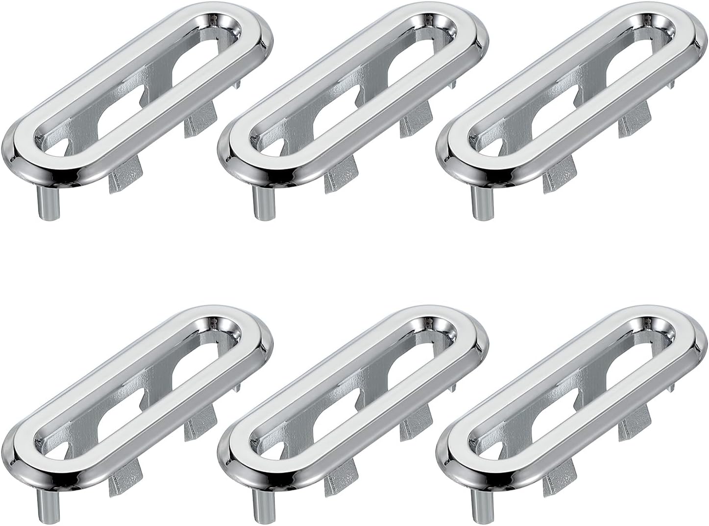 PATIKIL Sink Overflow Ring, 6 Pcs Bathroom Sink Overflow Drain Cover Sink Basin Trim Insert in Hole Oval Cap for Bathroom Kitchen Basin Wash Basin, Silver