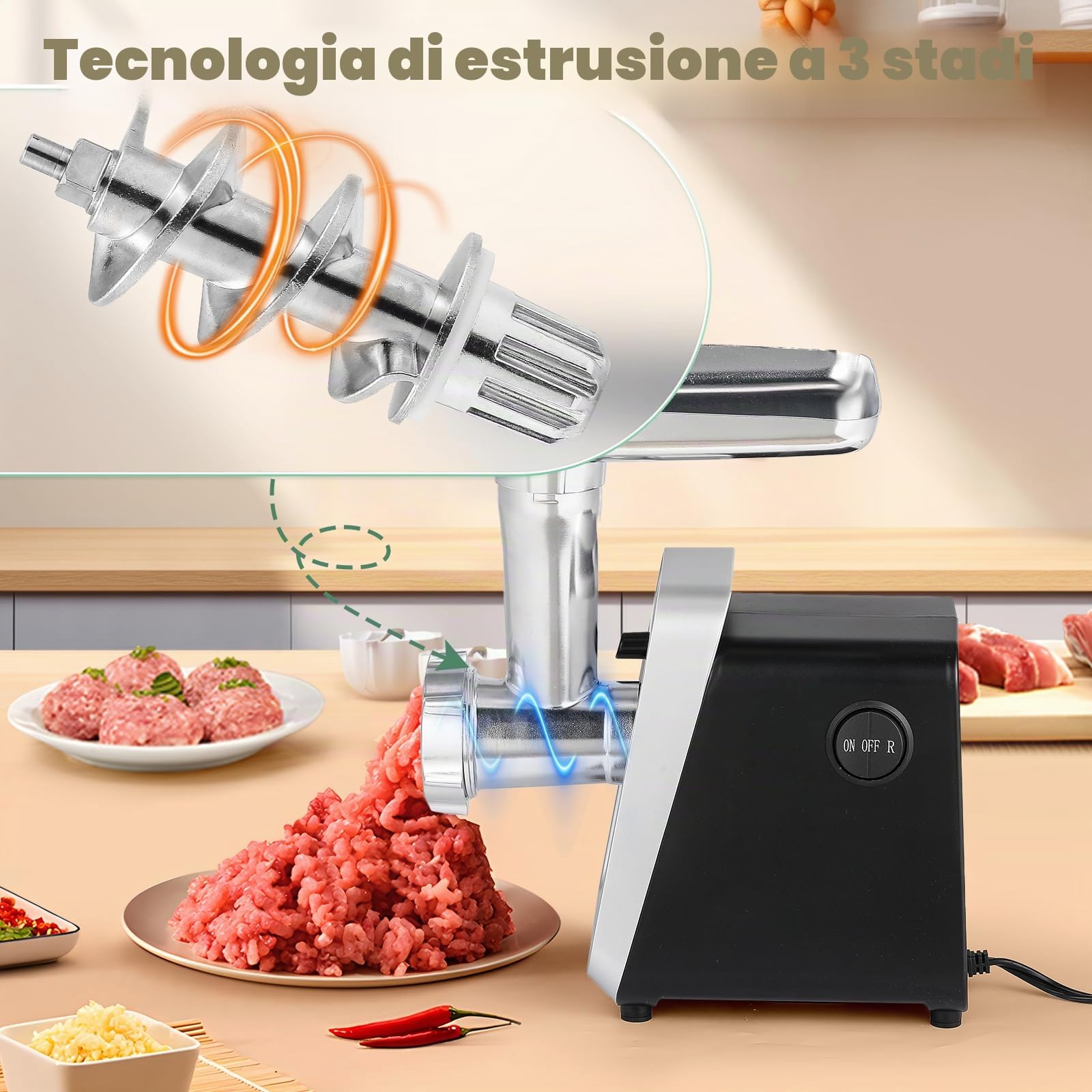 Huanyu Electric Meat Grinder and Cheese Grater (Nero)