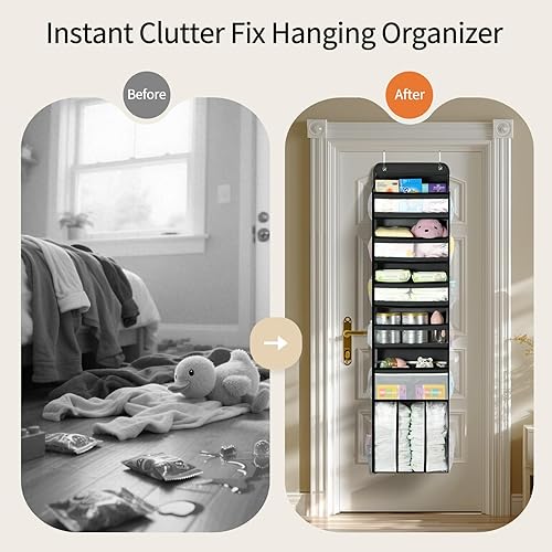 Miniatura 2 de Yecaye Organizador de 6 niveles sobre la puerta con contenedor desmontable, organizador de puerta de gran capacidad para colgar para dormitorio,