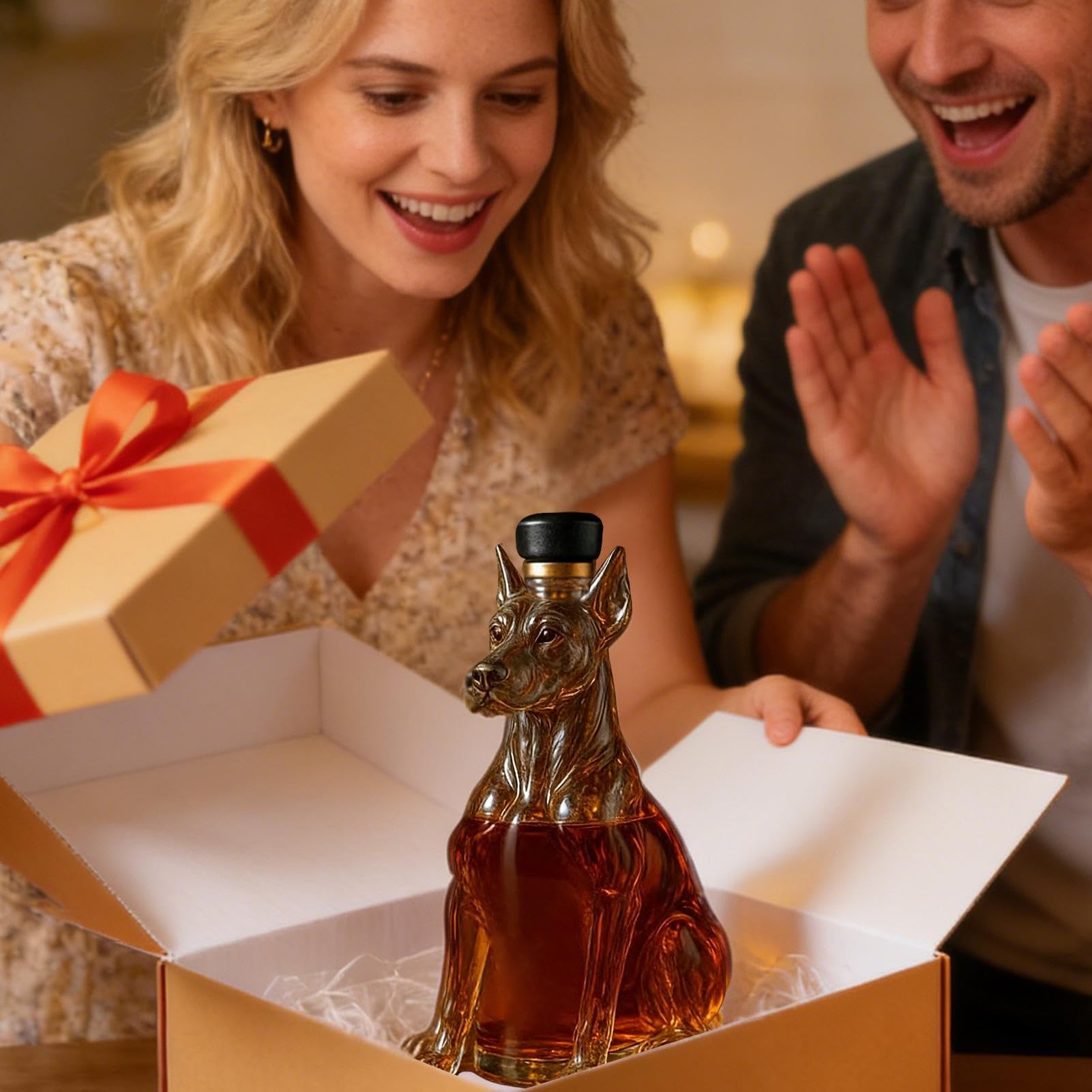 Generico Botella de whisky | Objeto decorativo en forma de perro de 350 ml | Decantador para licores y licores - Para hombre, papá, bar, casa, comedor, cocina, , boda, cumpleaños