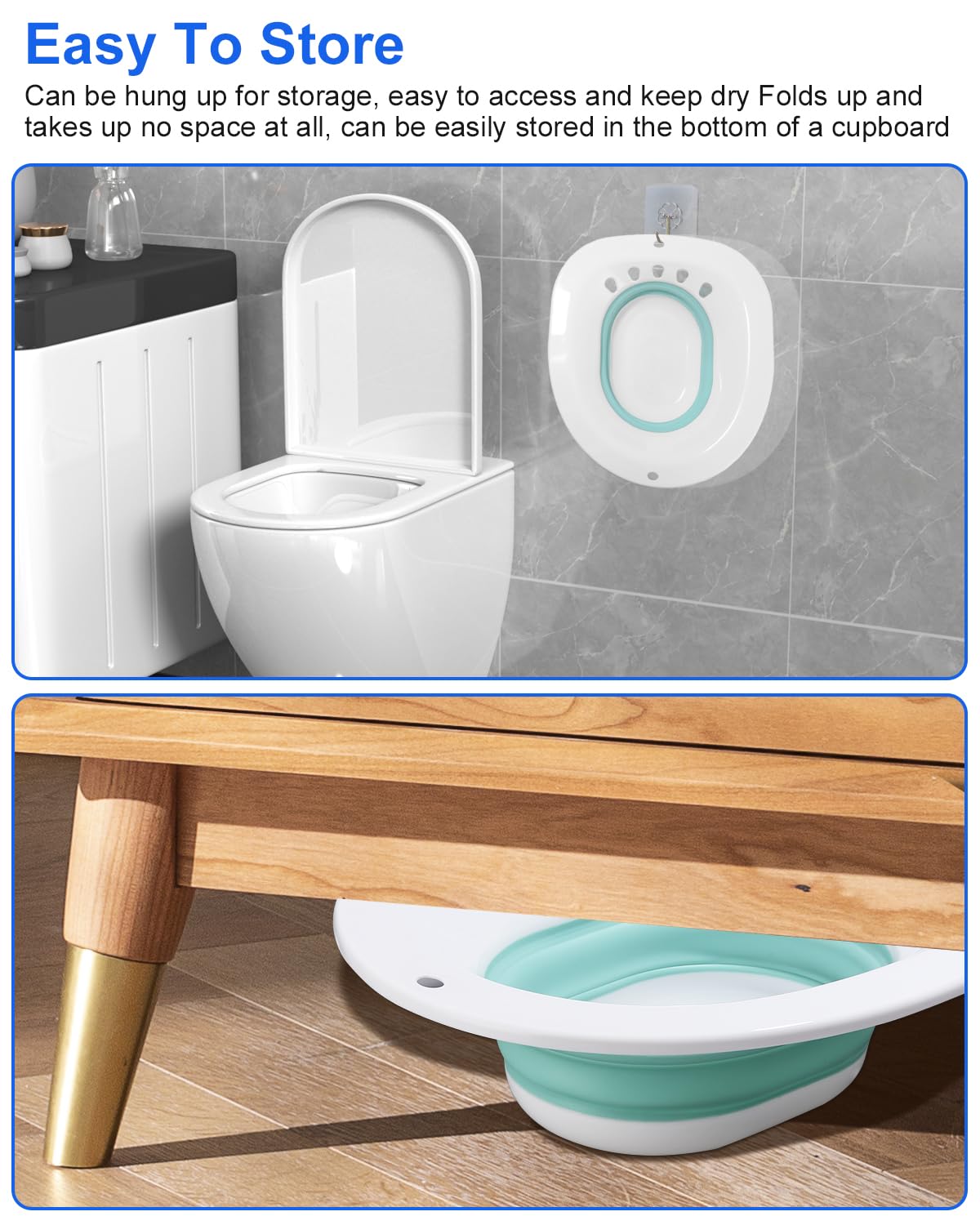 Bidet Portatile per WC, Bagno Sitz Pieghevoleper Sedile del, Vasca da Bagno per WC Porta una spugna per la pulizia per Emorroidi Cura Post-Parto Trattamento del Perineo Pulizia Detox