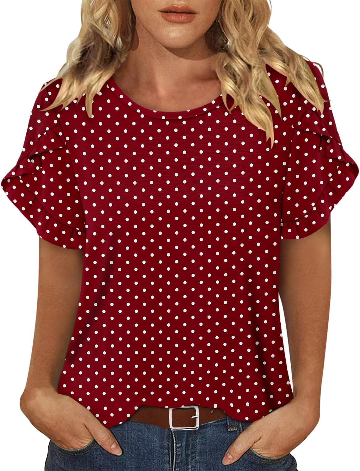 CRAZY GRID Women's Shirts Summer Casual Crewneck Short Sleeve Blouses Cute Floral Print Tunic Tops - Image 4