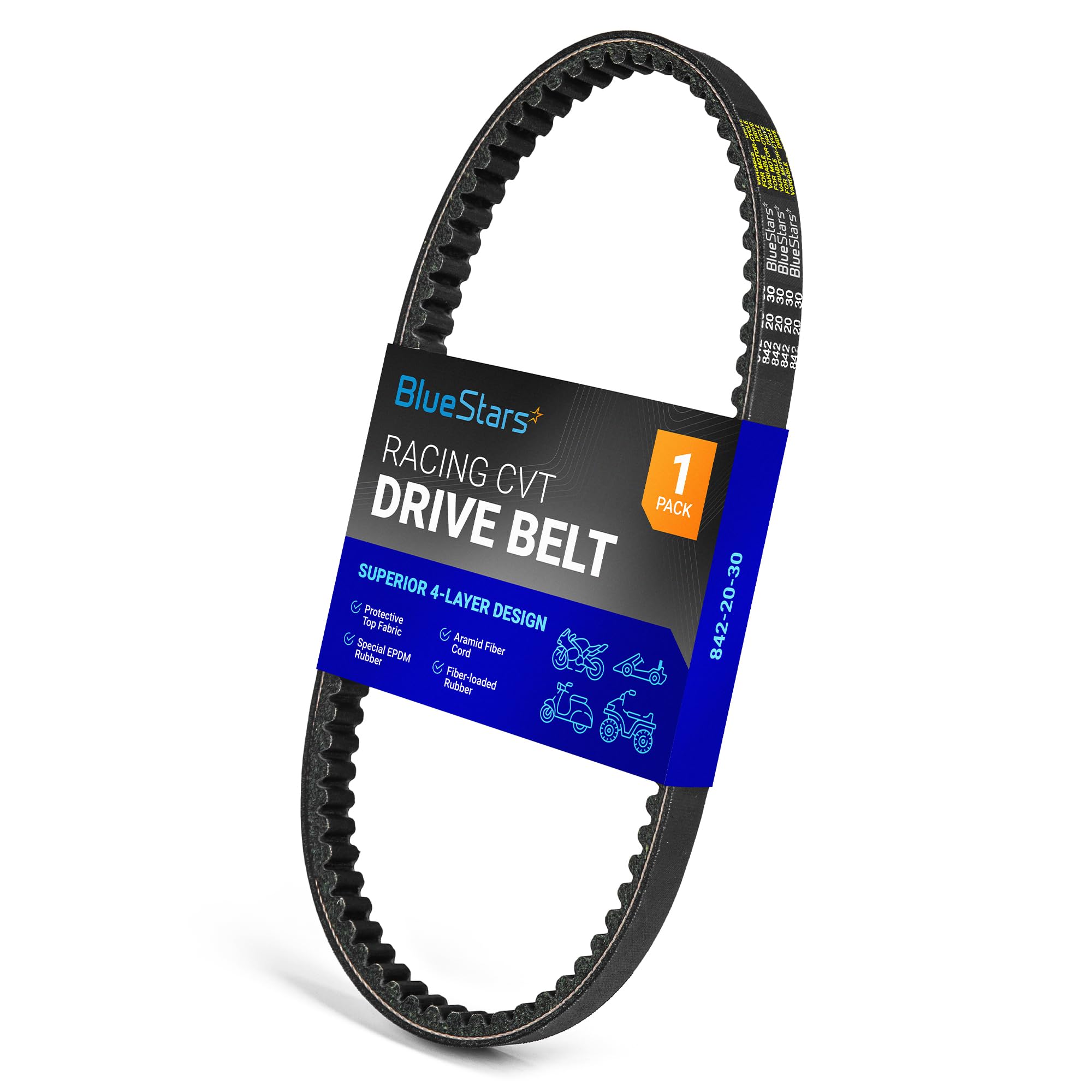 BlueStars 842-20-30 Racing CVT Drive Belt - Fits For 125cc 150cc GY6 152qmi 157qmj Long Case Engine Scooter Atv Go Kart Moped Compatible With Roketa Taotao Vespa Jonway
