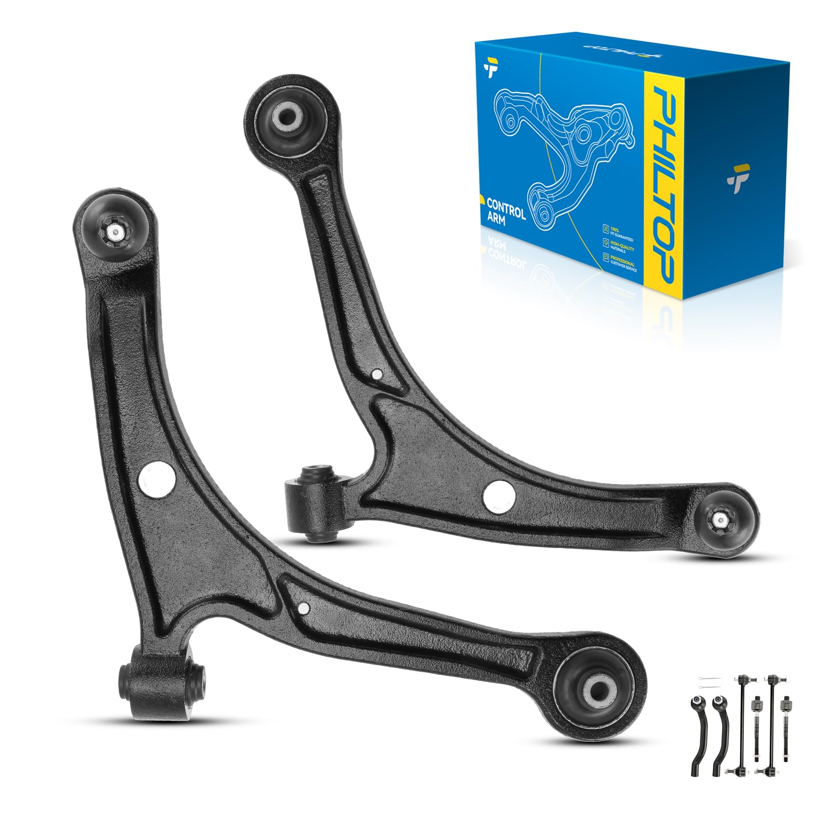 PHILTOP 8pcs Suspension Kit for MDX 2001-2005, Pilot 2003-2005, Front Lower Control Arm w/Ball Joint Outer Inner Tie Rod Sway Bar End Link,K621349 K621350 ES3717 ES3716 K90349 EV471