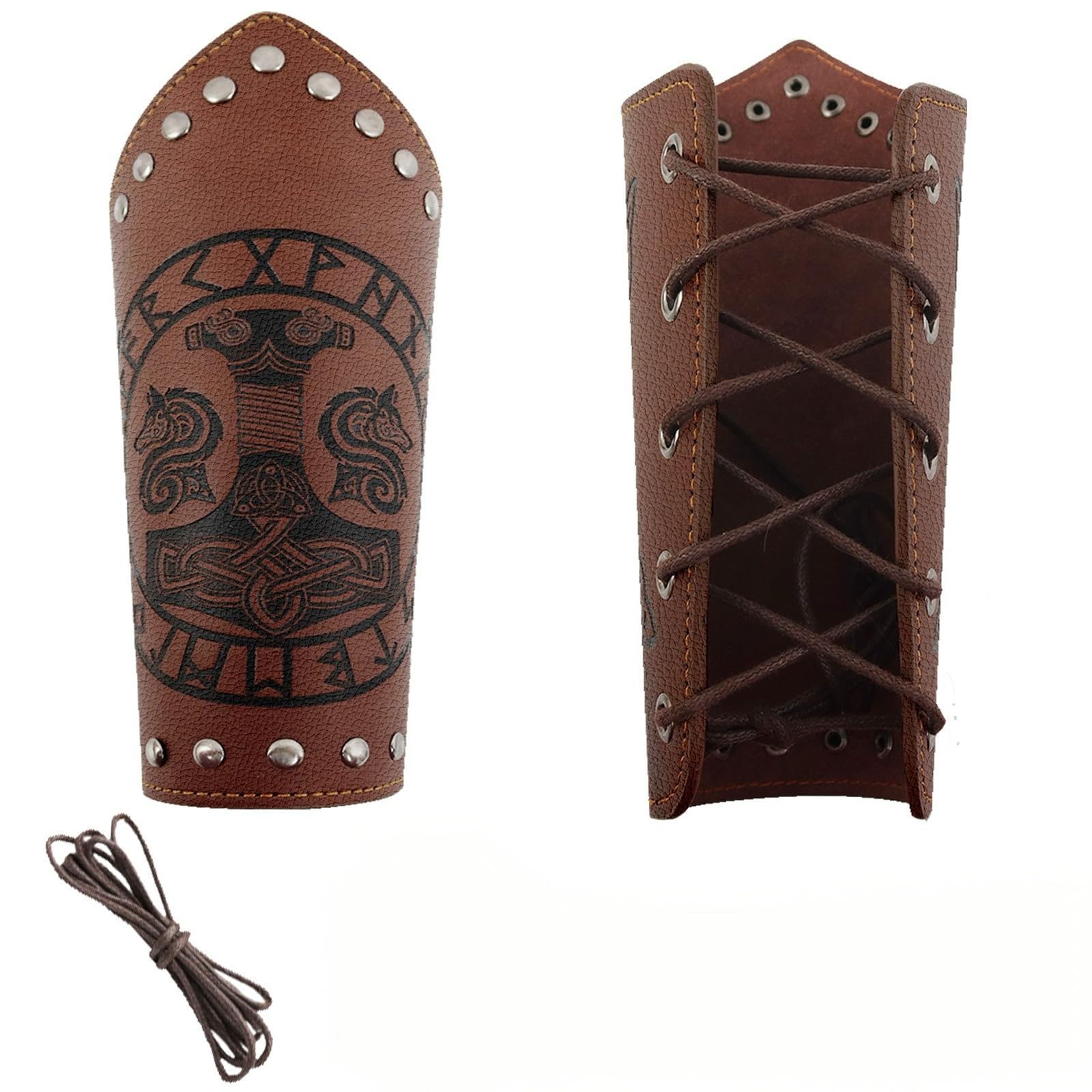 LUKIUP Brassards en Cuir Viking, Protège-bras médiévaux en cuir synthétique pour adultes, Protège-poignets en cuir gaufré, Pour LARP/activités de jeu de rôle - Halloween