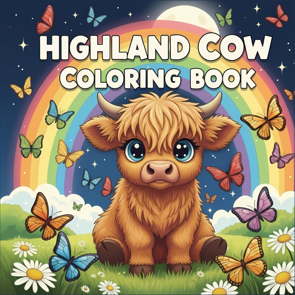 Kawaii Highland Cow Coloring Book: Charming Scottish Cow Illustrations, A Cute Kawaii Gift for Cow Lovers