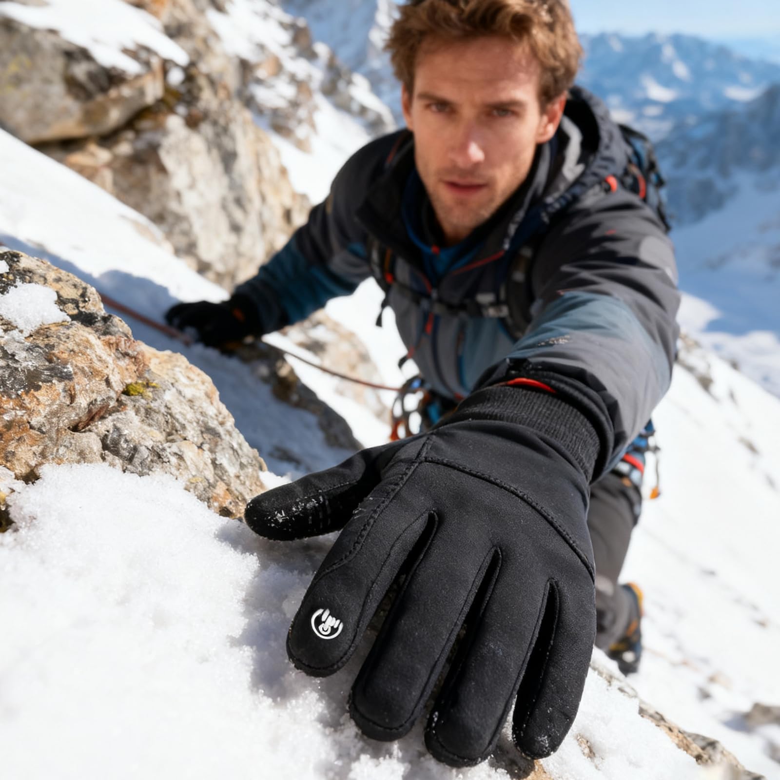 Zynxel Guantes Moto Invierno Hombre y Mujer, Guantes Moto Termicos Pantalla Táctil por Ciclismo,Running, Ligeros, Antideslizantes, Camping, Cálidos, Conducción, Senderismo, Combate, Esquiar