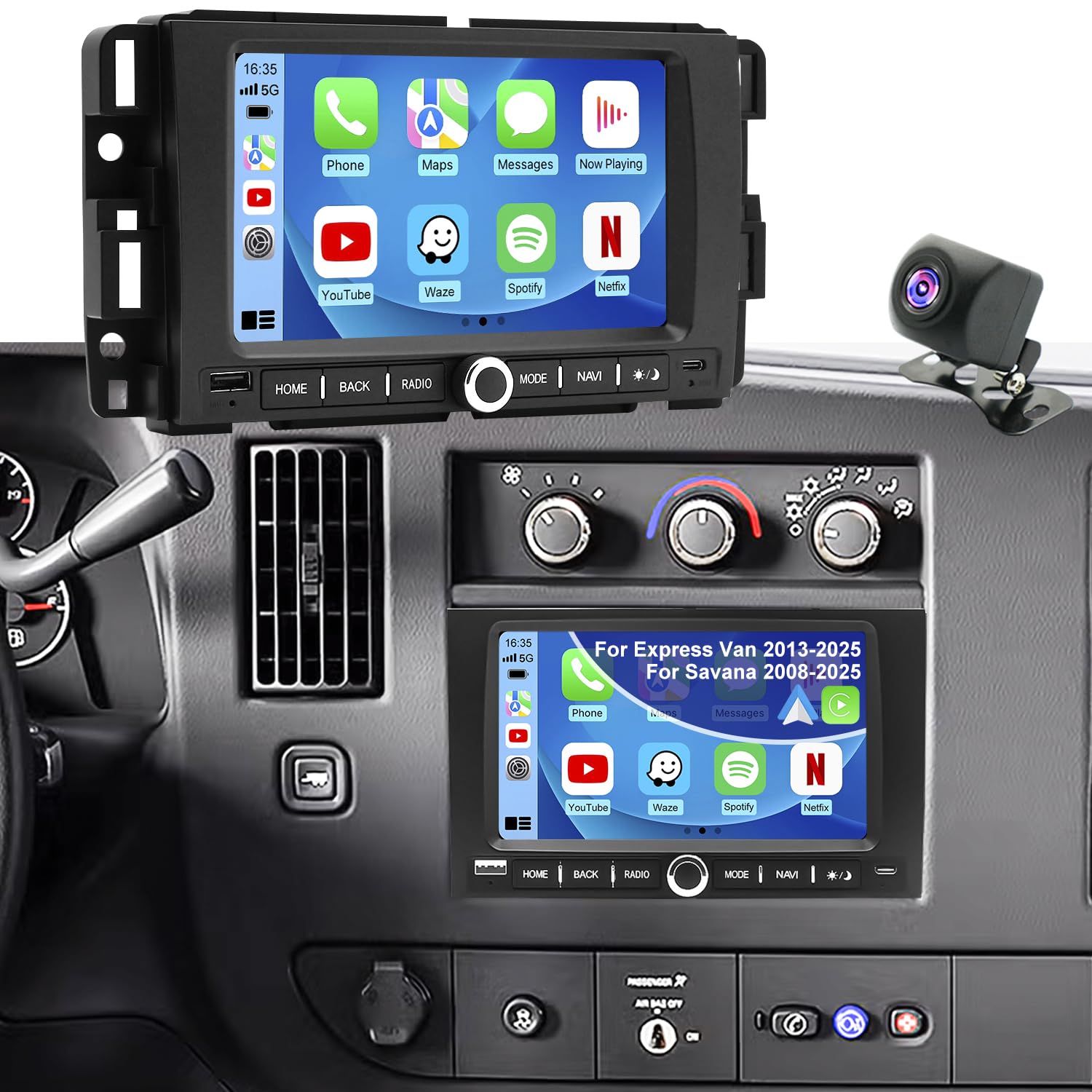 Car Radio for Chevy Express Van 2013-2025, Impala 2006-2013, Traverse 2009-2012, Monte Carlo 2006-2007, for GMC Savana 2008-2025, 7 Inch Touch Screen