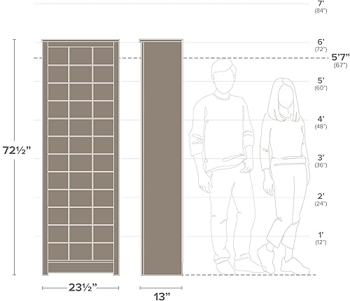 Miniatura 4 de Prepac Organizador de zapatos, almacenamiento, vitrina, 13 pulgadas de profundidad x 26 pulgadas de ancho x 72.5 pulgadas de alto, blanco lavado