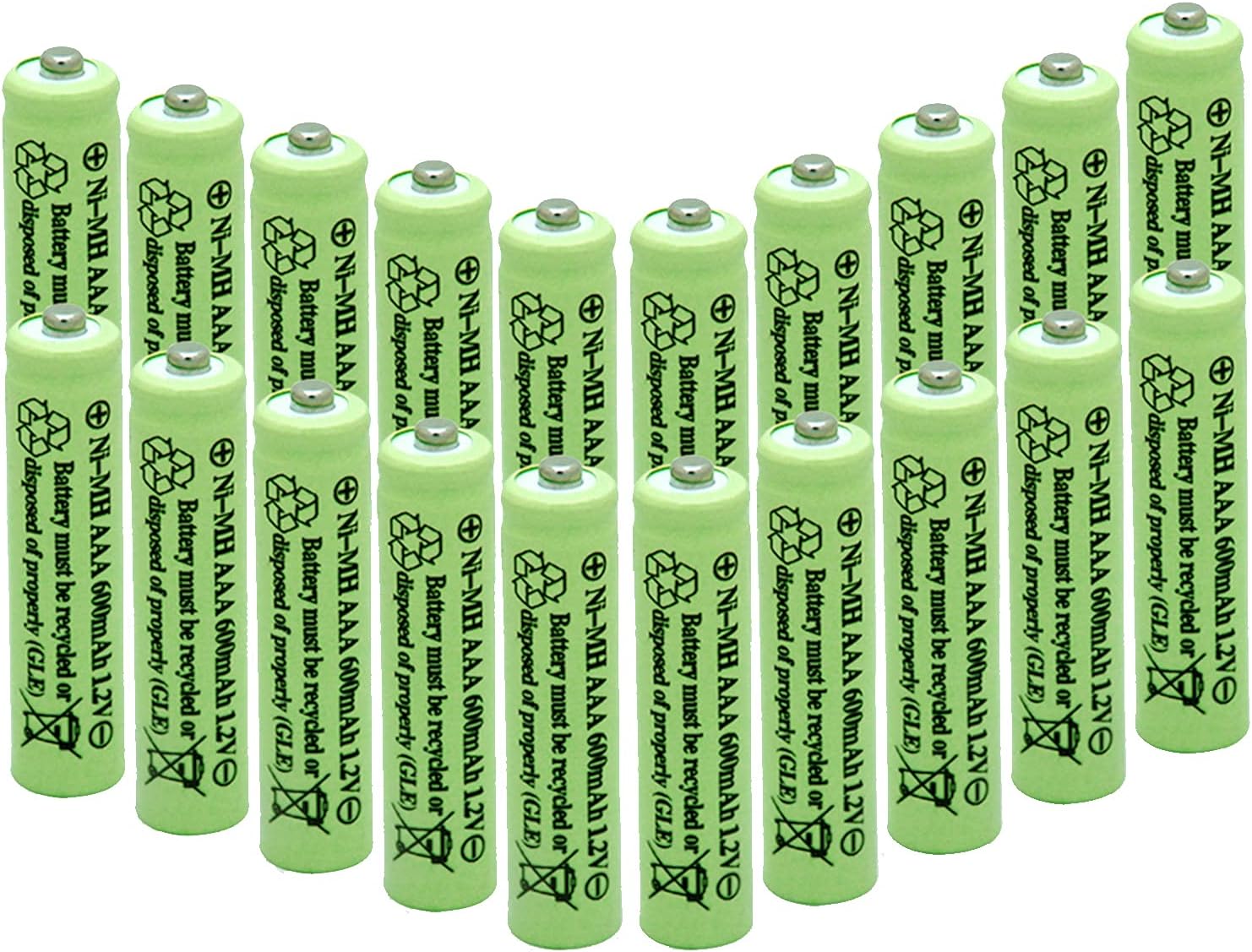- Solar Light Batteries AAA Triple A NiMH 600mAh 1.2V Rechargeable for Garden Solar Lights Remotes Mice(20Pcs)