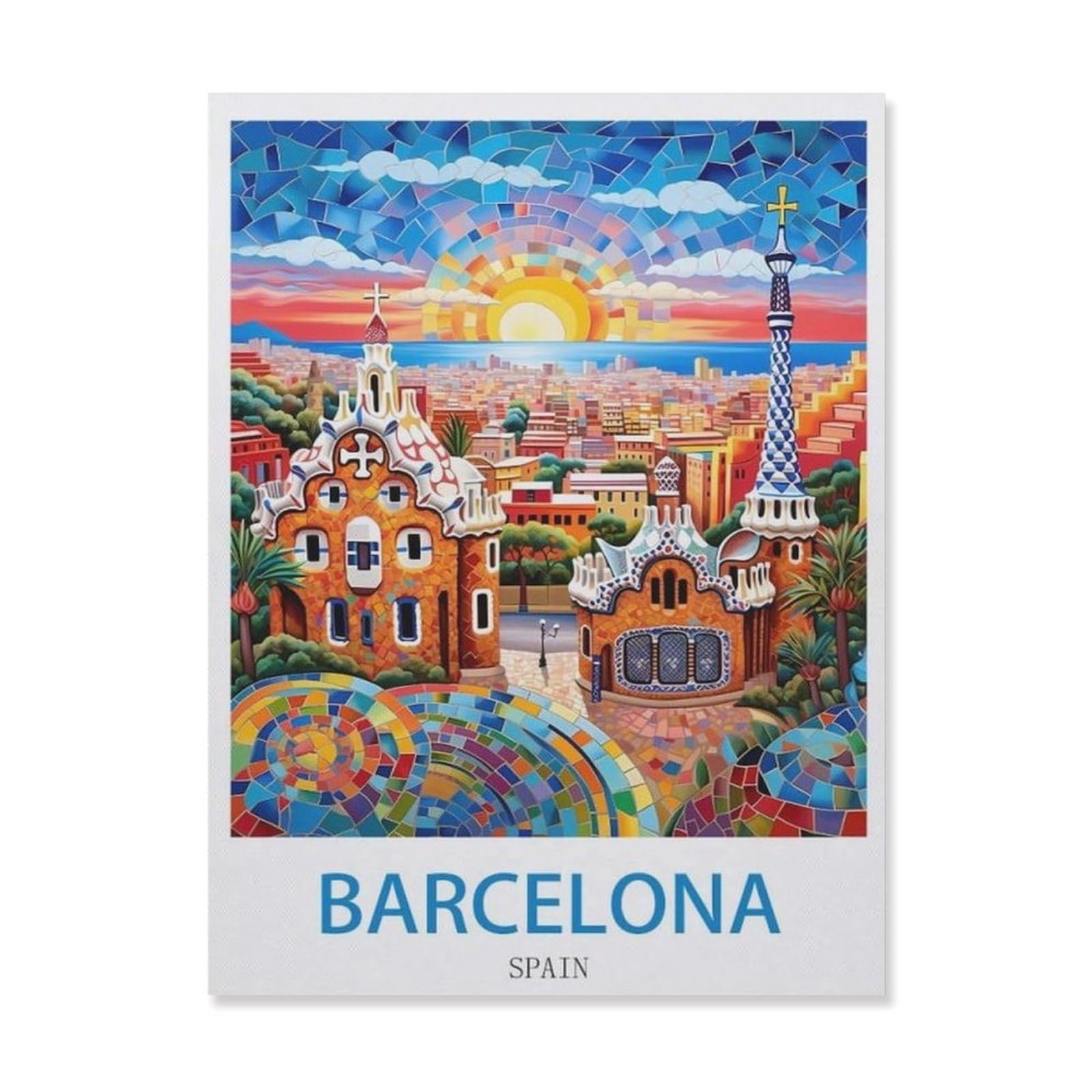 Metal Signs，Barcelona Spain，Nostalgic Man Cave Tin Metal Sign Hanging Wall Plaque Kitchen Shed Garage(15x30cm）6x12 inch-EI77