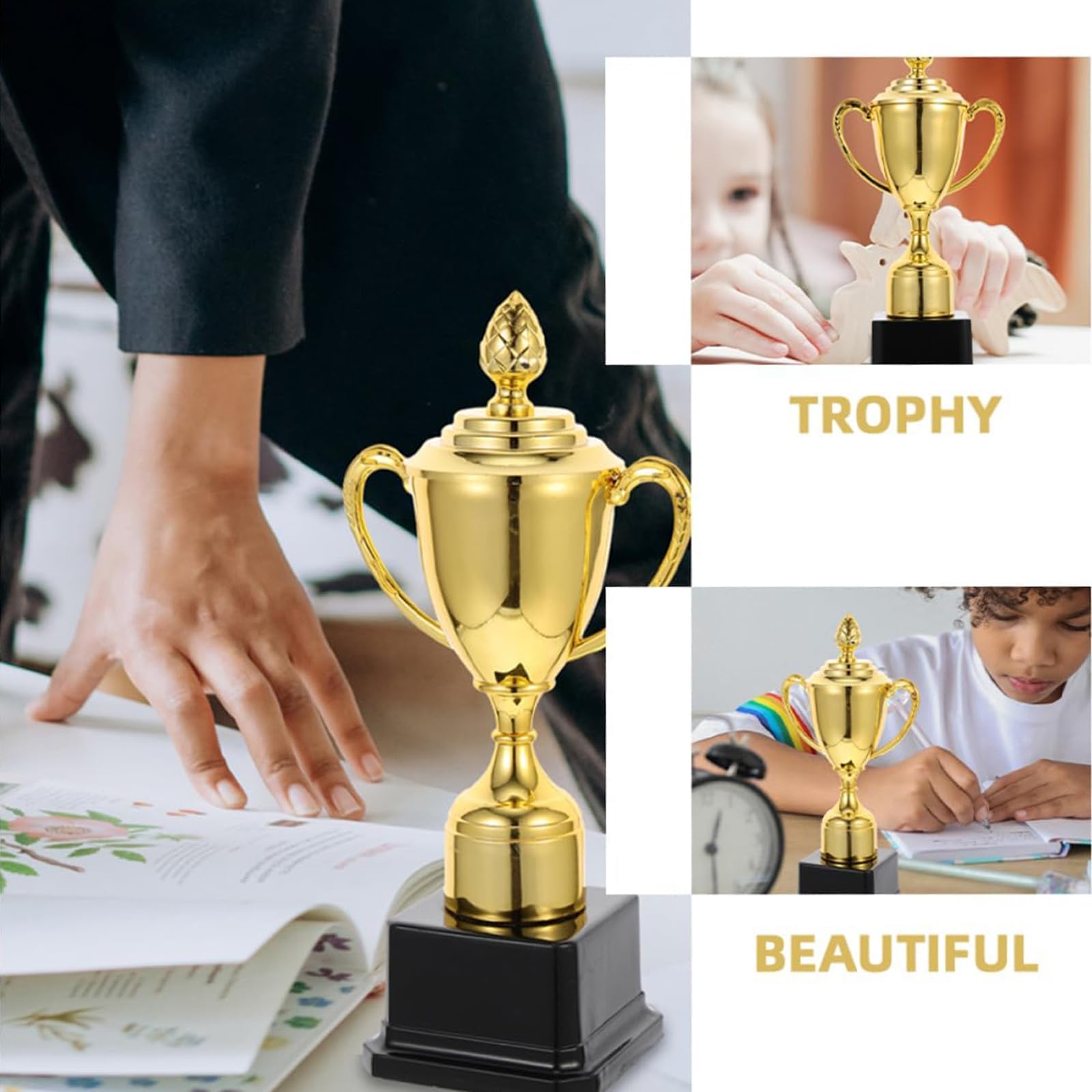 esmen 2 Stück Trophäen-Party-Medaillen, Gold-Trophäen, Fußball-Trophäen, Gewinner-Trophäen-Pokal für Verschiedene Wettbewerbe, Auszeichnungen, Partys usw