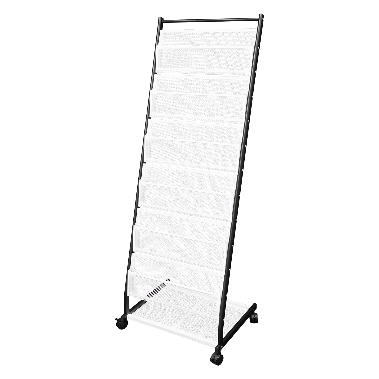 Espositore con opuscoli a 6 livelli, porta riviste su piedi con ruote, supporto per prospetto, cataloghi, riviste e giornali, per negozio Home Office Exposition
