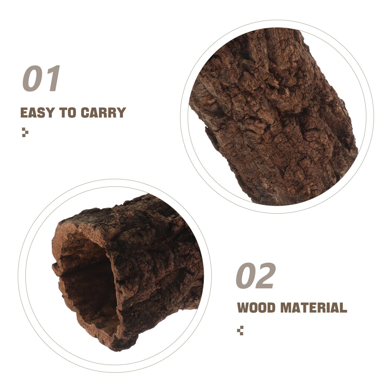 Nascondiglio per Rettili Tronco Cavo Effetto Naturale Legno | Colore Caffè, per Tartaruga e Rettile, Accessorio Grotta per Recinto e Acquario