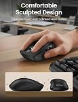 SABLUTE Wireless Ergonomic Keyboard and Mouse Combo MA31, Quiet Full Size Keyboard with Faux Leather Palm Rest, 30dB Silent Typing, USB Receiver & USB-C Adapter, Windows Mac Laptop PC (Black)